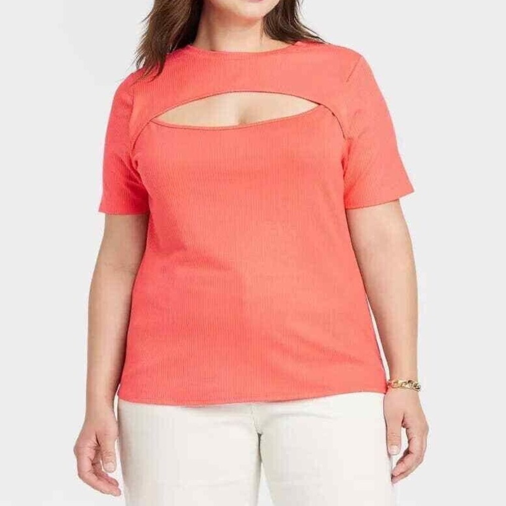 Ava & Viv Ribbed Cut Out Top
